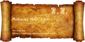 Maksay Márta névjegykártya