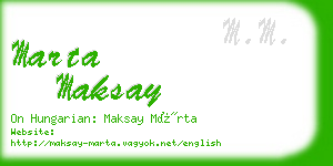 marta maksay business card